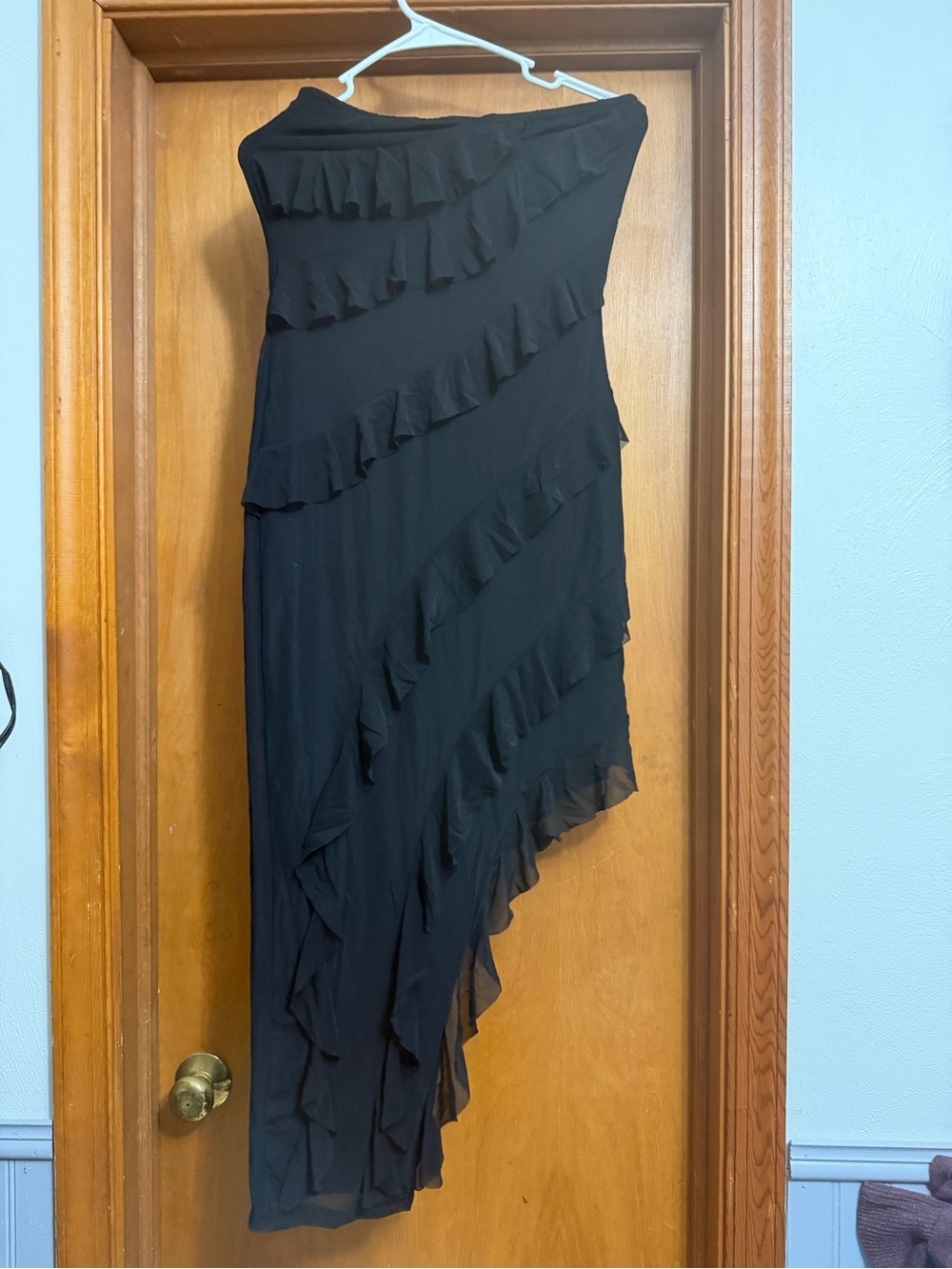 Black strapless Ruffle Dress